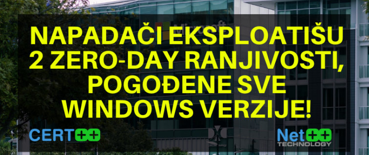 Napadači eksploatišu dve zero-day ranjivosti, pogođene sve Windows verzije! Napadači eksploatišu dve zero-day ranjivosti, pogođene sve Windows verzije!