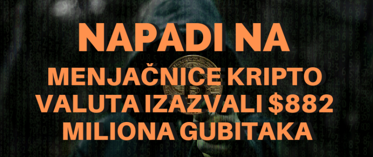 Napadi na menjačnice kripto valuta izazvali $882 miliona gubitaka Napadi na menjačnice kripto valuta izazvali $882 miliona gubitaka